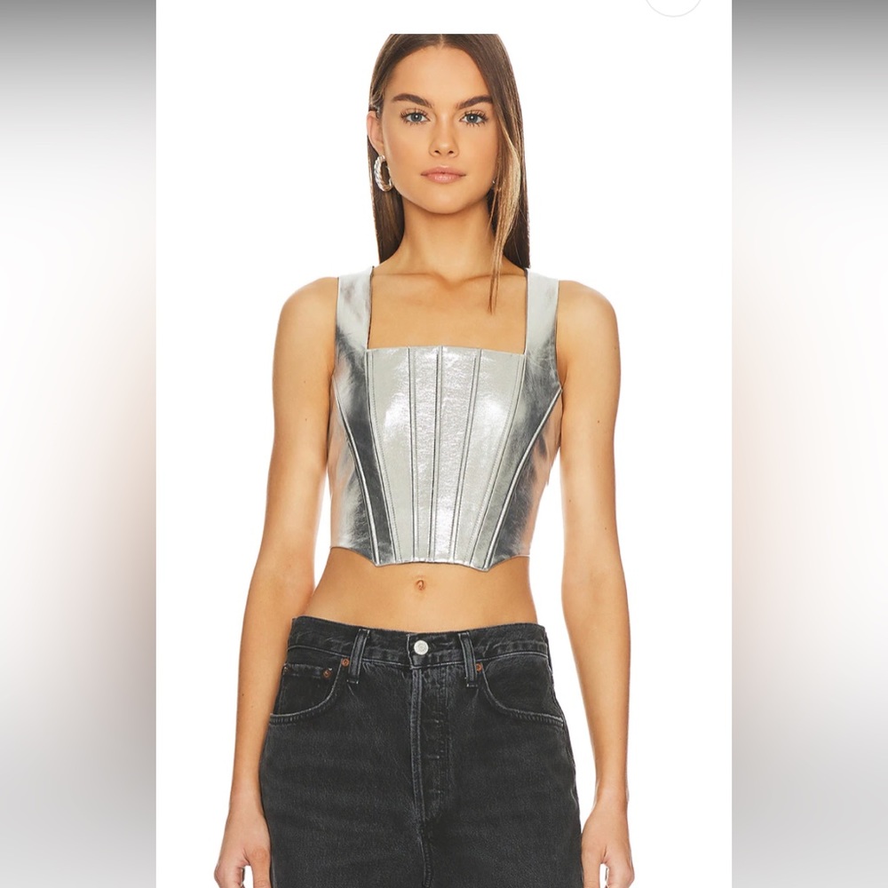 BNWT Steve Madden Kimmie Corset in Silver Metallic